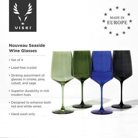 Reserve Nouveau Crystal Wine Glasses in Seaside by Viski - Image 2