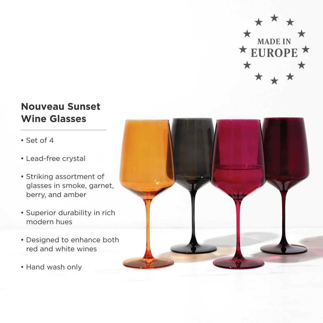Reserve Nouveau Crystal Wine Glasses in Sunset Viski - Image 3